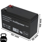 Preview: Ersatzakku für Belkin OmniGuard F6C110-RKM-2U bestehend aus 2 Stück Bleiakku 12V 7Ah mit 6,3mm Flachstecker Abmessung einzeln