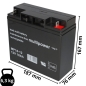 Preview: Ersatzakku für Belkin Regulator Pro Net F6C1400-EUR bestehend aus 2 Stück Bleiakku 12V 18Ah Abmessung