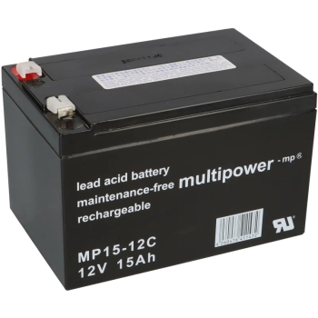 Multipower Blei-Akku MP15-12C Pb 12V 15Ah Zyklenfest, Faston 6,3
