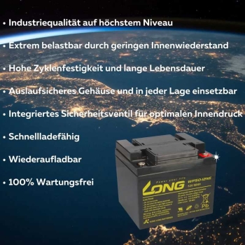Ersatzakku für Trendmobil Saturn 2x Kung Long 12V 50Ah