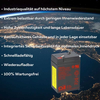 CSB Bleiakku 6V 4,5Ah GP645F1 AGM Bleibatterie wartungsfrei