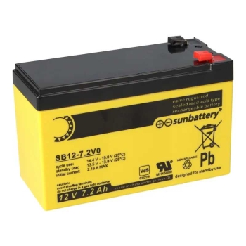 SUN Battery SB12-7.2V0 AGM Akku 7,2 Ah Blei-Akku mit VDS