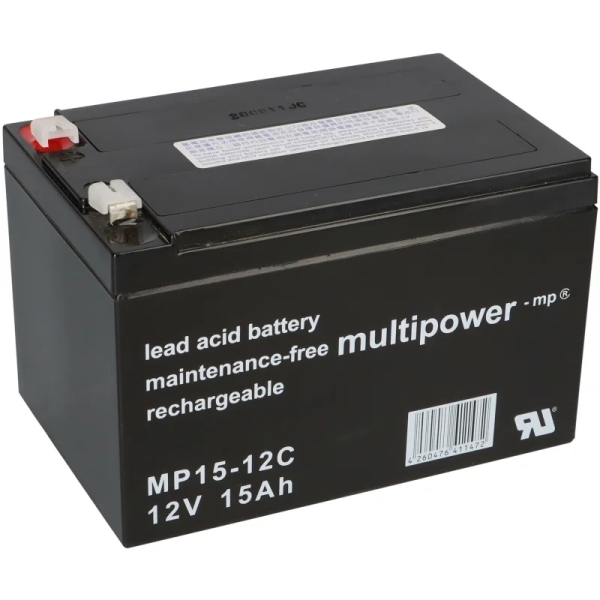 Multipower Blei-Akku MP15-12C Pb 12V 15Ah Zyklenfest, Faston 6,3