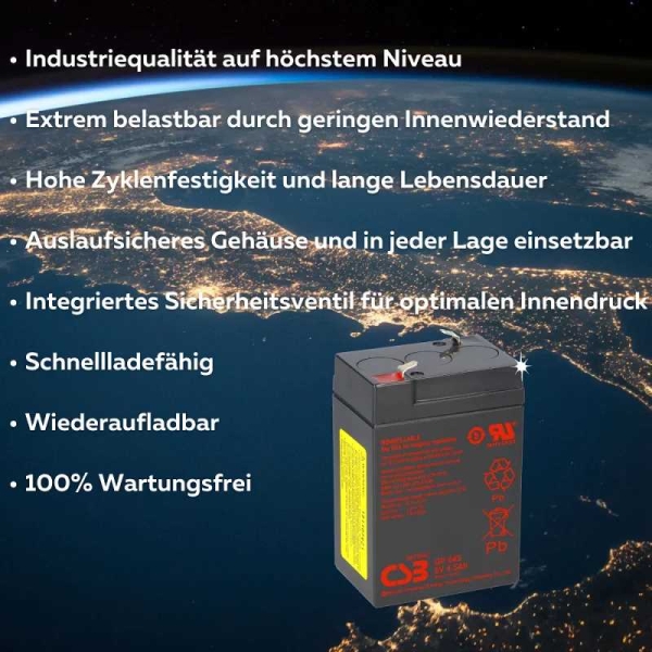 CSB Bleiakku 6V 4,5Ah GP645F1 AGM Bleibatterie wartungsfrei