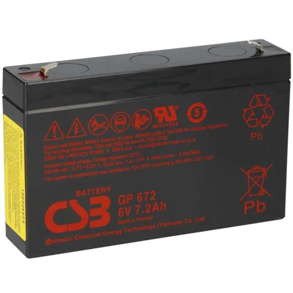 CSB Bleiakku 6V 7,2 Ah GP672F1 wartungsfrei AGM Bleibatterie