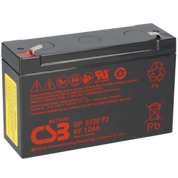 CSB Bleiakku 6V 12Ah GP6120F2 Hitachi wartungsfrei AGM Bleibatterie