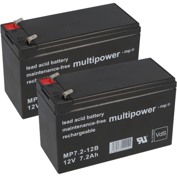 Ersatzakku für Belkin OmniGuard F6C110-RKM-2U bestehend aus 2 Stück Bleiakku 12V 7Ah mit 6,3mm Flachstecker