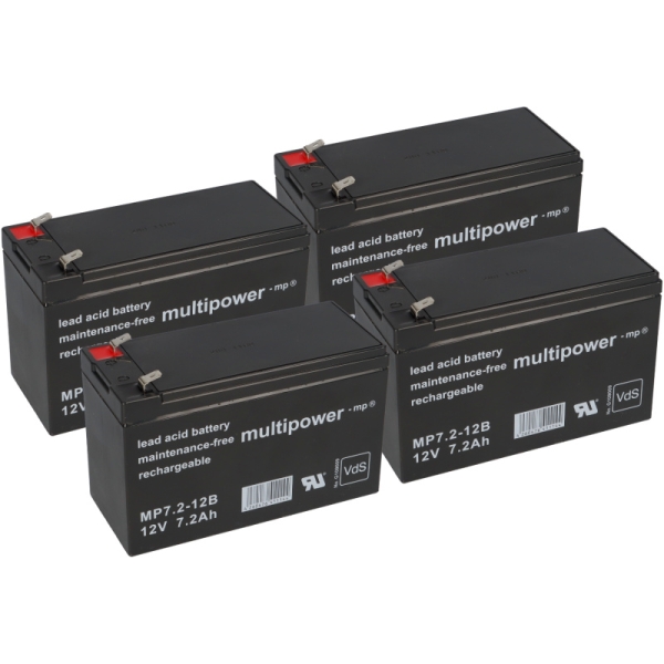Ersatzakku für Belkin OmniGuard F6C230-RKM-2U Markenakku mit VdS MP 12V 7,2Ah bestehend aus 4 Stück Bleiakku 12V 7Ah mit 6,3mm Flachstecker