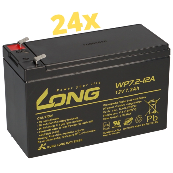 Akkuset kompatibel mit Benning Enertronic S 10kVA , bestehend aus 24 Bleiakkus 12V 7,2 Ah mit 6,3mm Faston