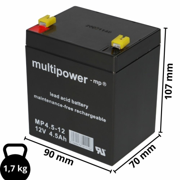 Ersatzakku für DELL DLA2200RMI2U Markenakku 8 x 12v 4,5Ah AGM MP Ansicht einzeln